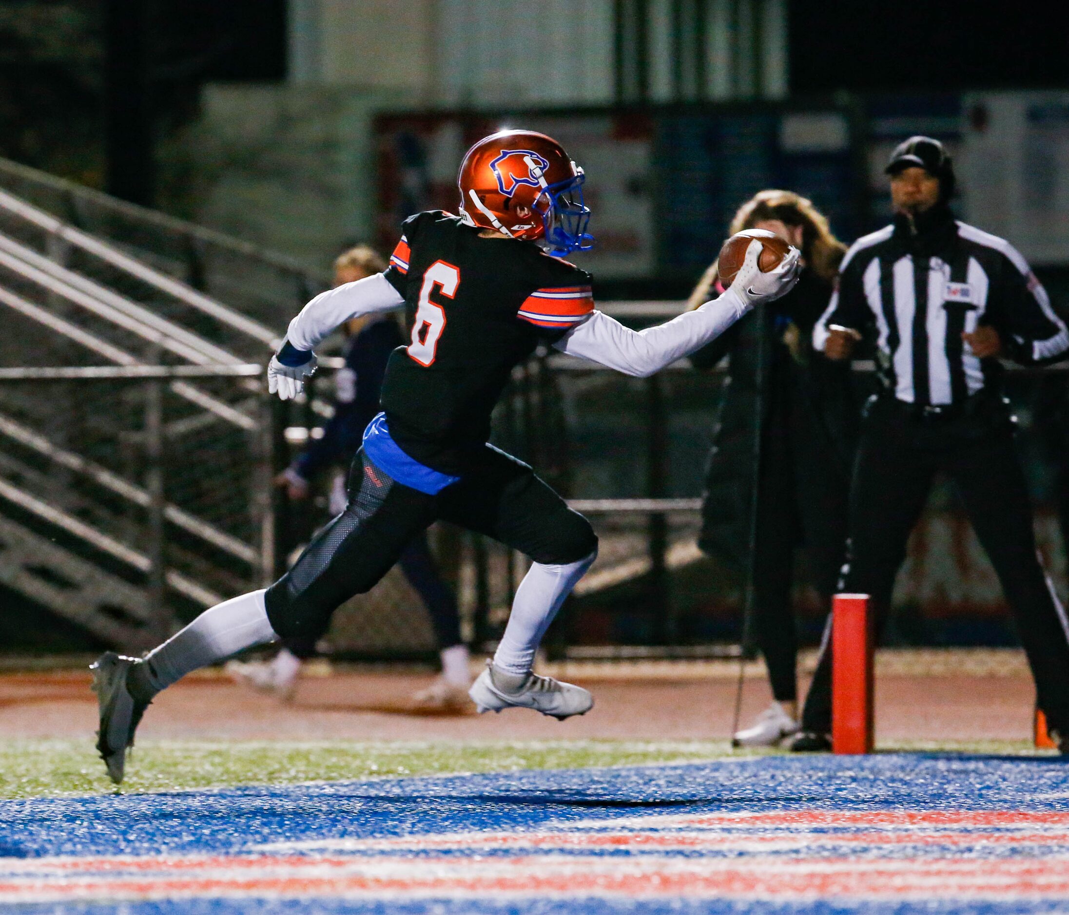 Colleyville Covenant's Caleb Turner (6) breaks the tie before halftime during a TAPPS...