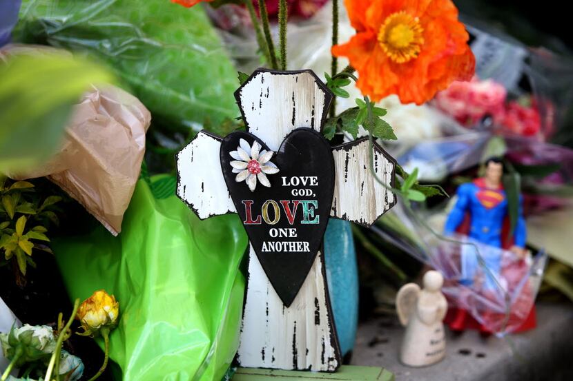 A memorial created for the victims of the Baton Rouge police shootings.