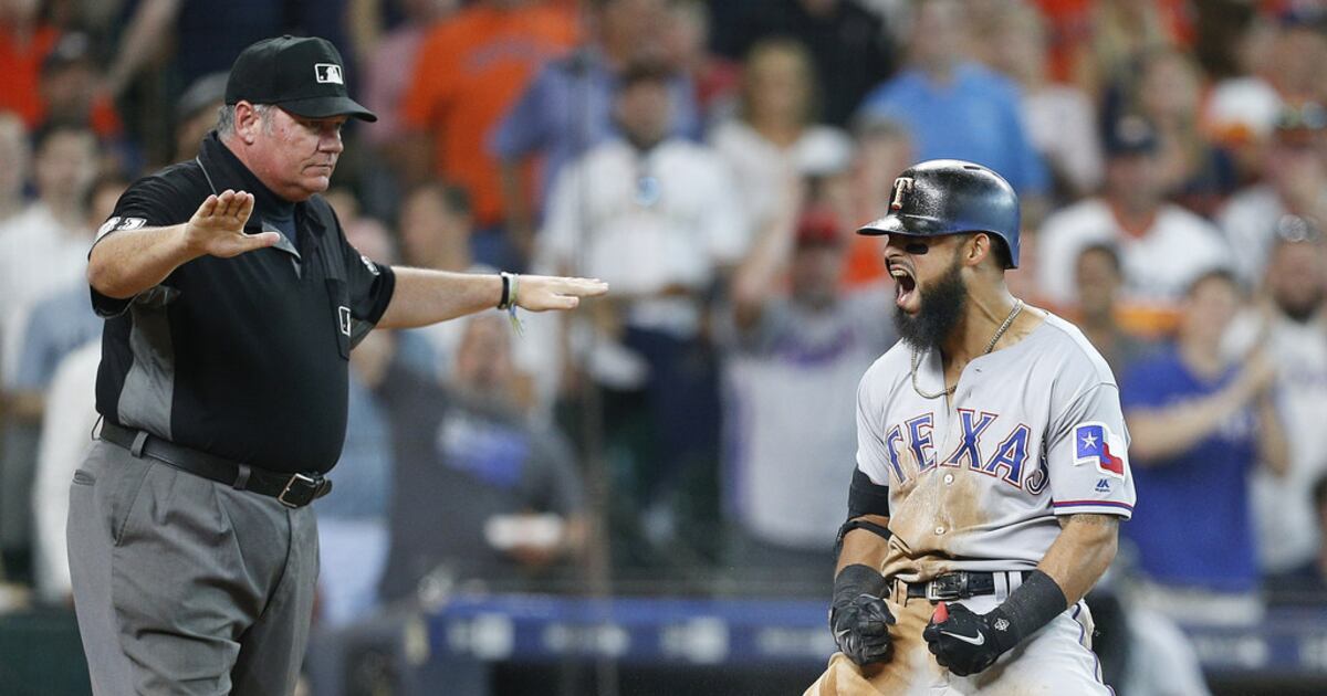 He's at it again: Rougned Odor celebrates a Rangers win by faking a