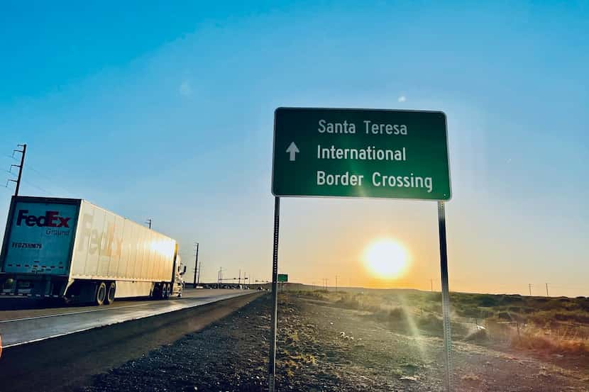 A sign leads the way to the Santa Teresa international port of entry in New Mexico.