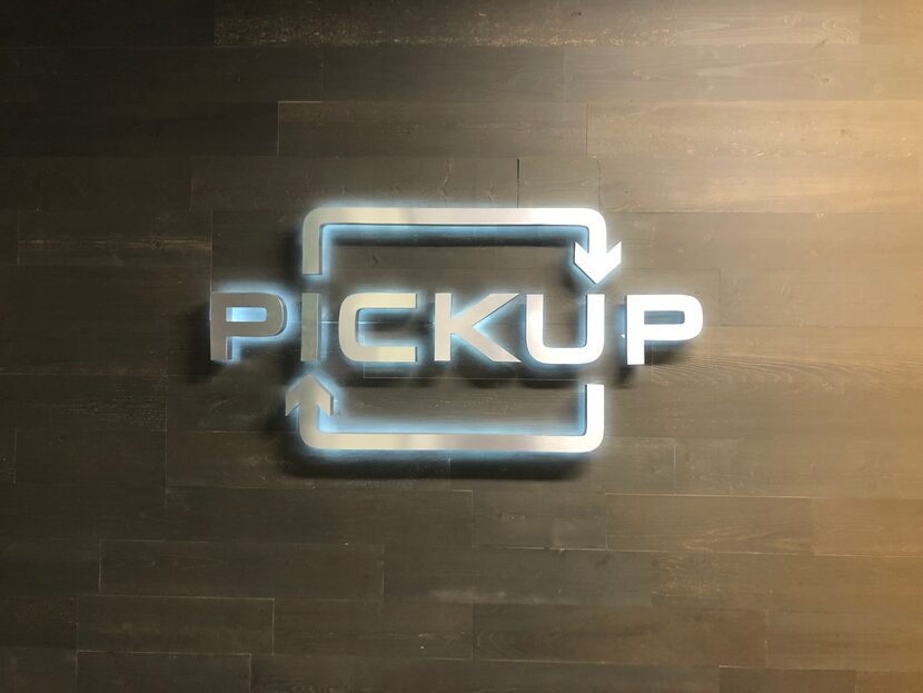 Plano-based Pickup's logo is shown at its headquarters at 5068 Plano Parkway.