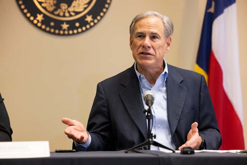 Texas Governor Greg Abbott speaks during a roundtable discussing the national fentanyl...