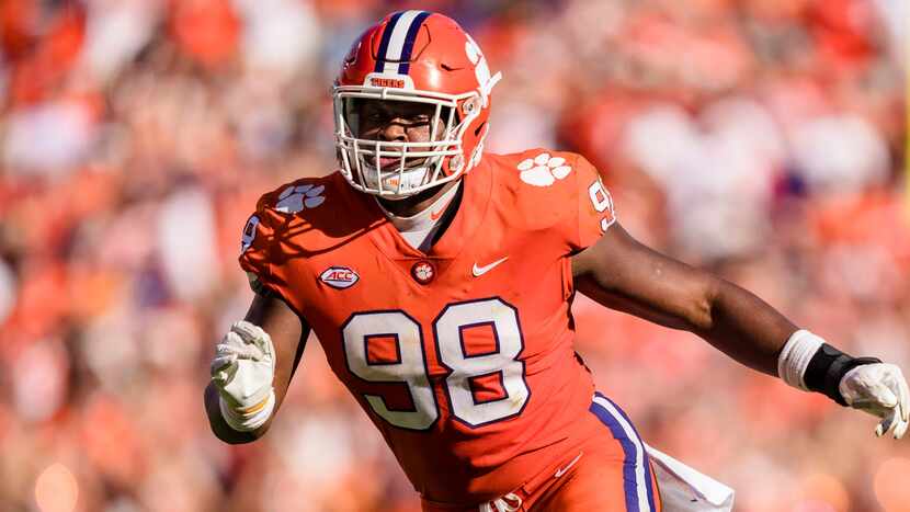 Clemson defensive end Myles Murphy (98) plays against South Carolina during an NCAA college...