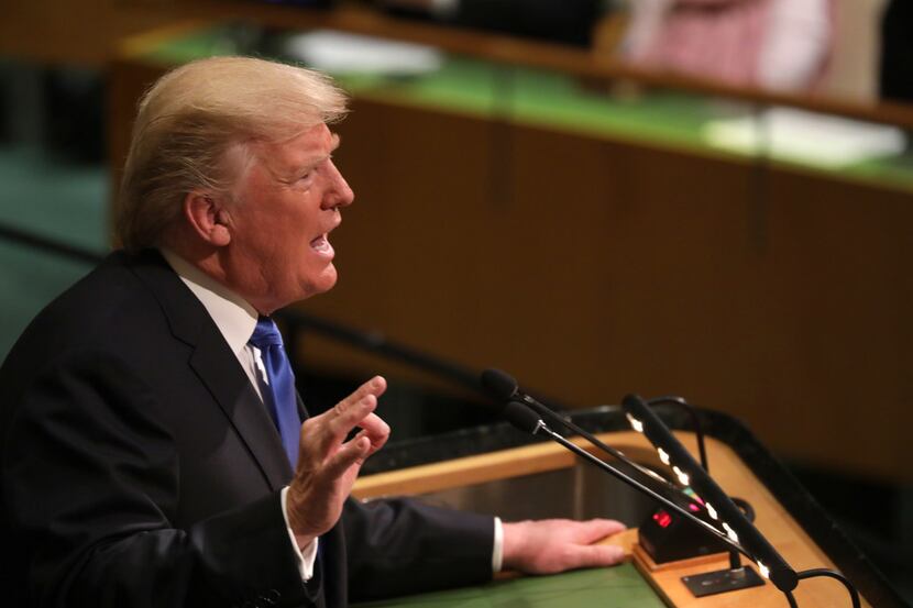 President Donald Trump addresses the United Nations General Assembly at the United Nations...
