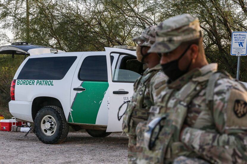 Army guardsmen that provide support to the border patrol, stand vigilant near the border...