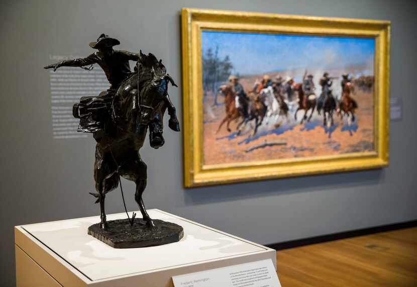 Works by Frederic Remington and Charles M. Russell are on display on the second floor of the...