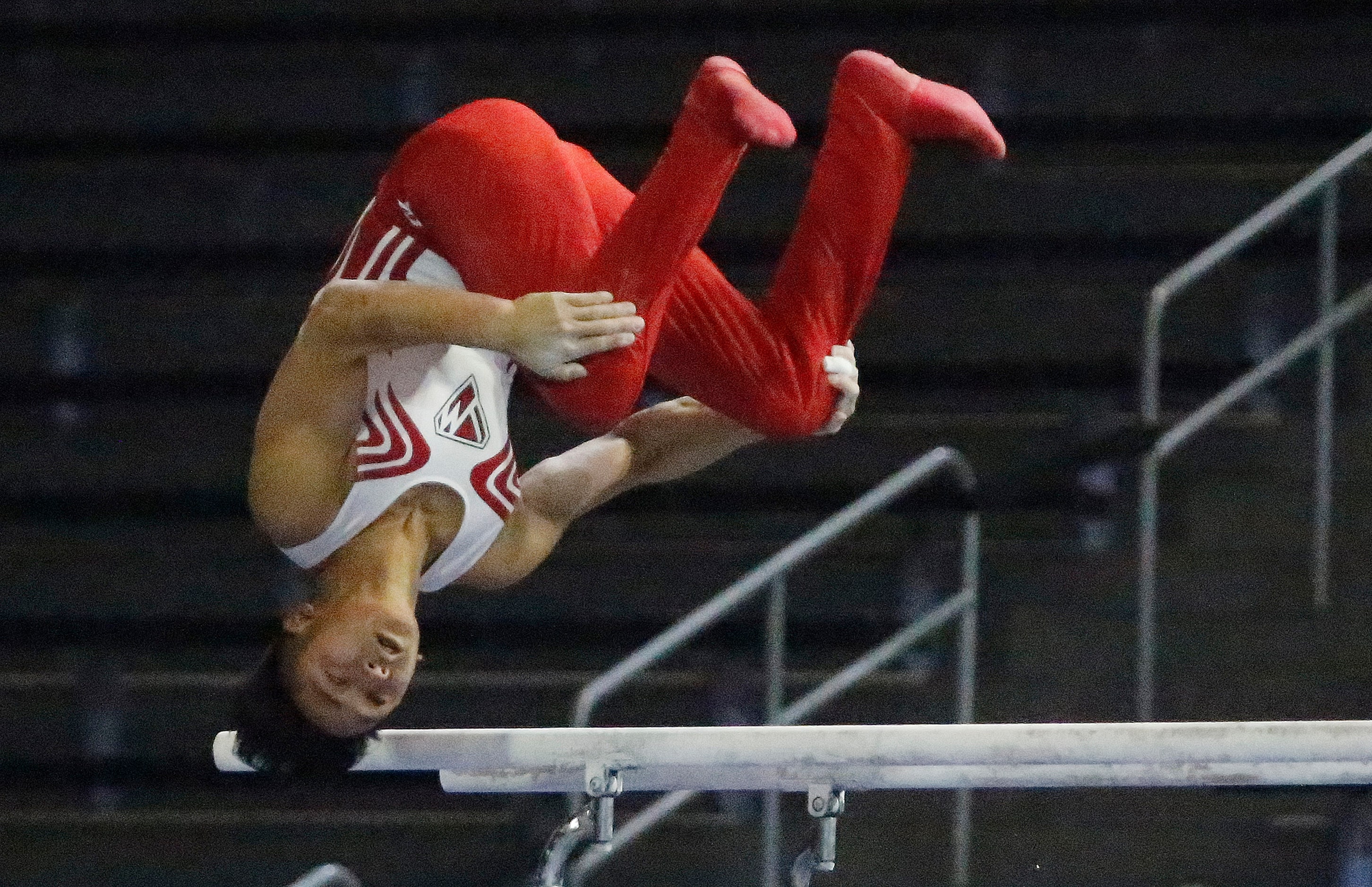 Yul Moldauer of 5280 Gym dismounts from the parallel bars during the mens finals at the USA...