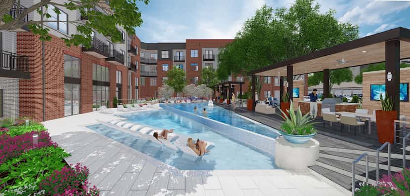 The new Lenox Cooper community will have a resort-style pool, as shown in the rendering.
