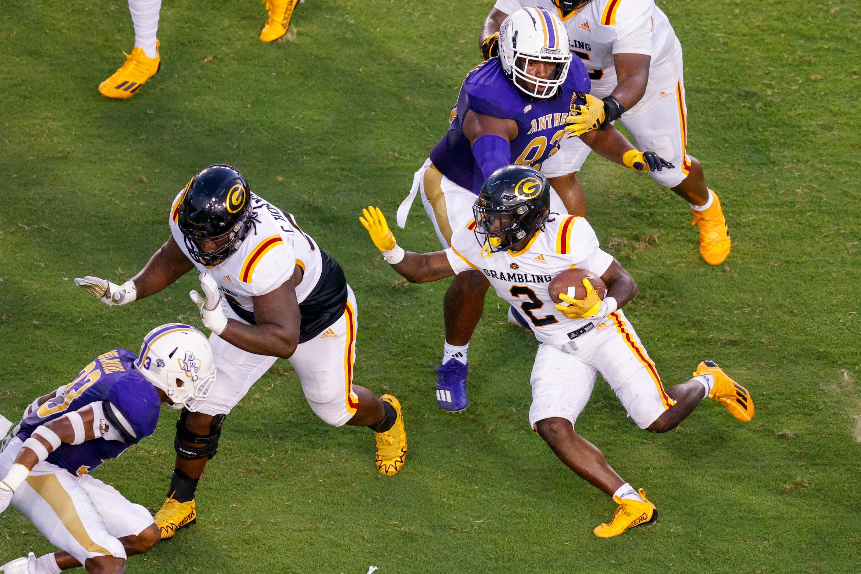 Grambling State running back Chance Williams (2) rushes the ball during the first half of...