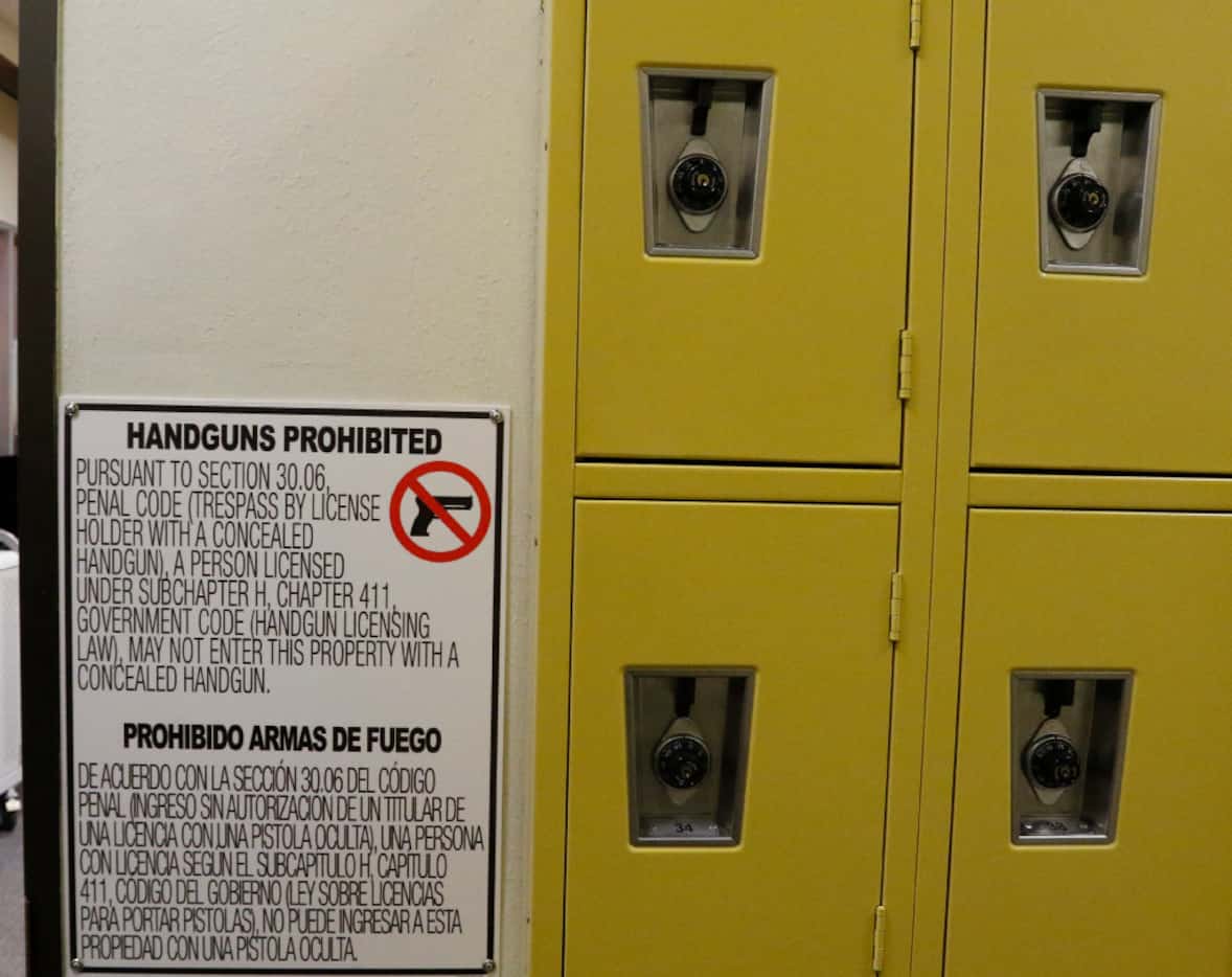 A sign along a wall of lockers at Wright L. Lassiter Jr. Early College High School at El...