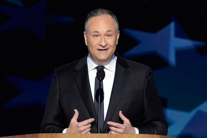 Second gentleman Douglas Emhoff speaks at the Democratic National Convention, Aug. 20, 2024,...