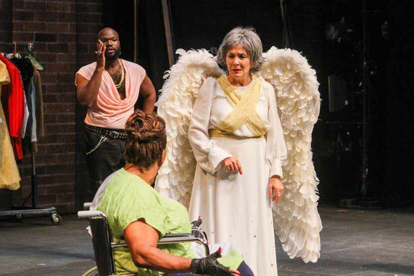 From left, Bradley Atuba, Liz Mikel and Sally Nystuen Vahle in Dallas Theater Center's...