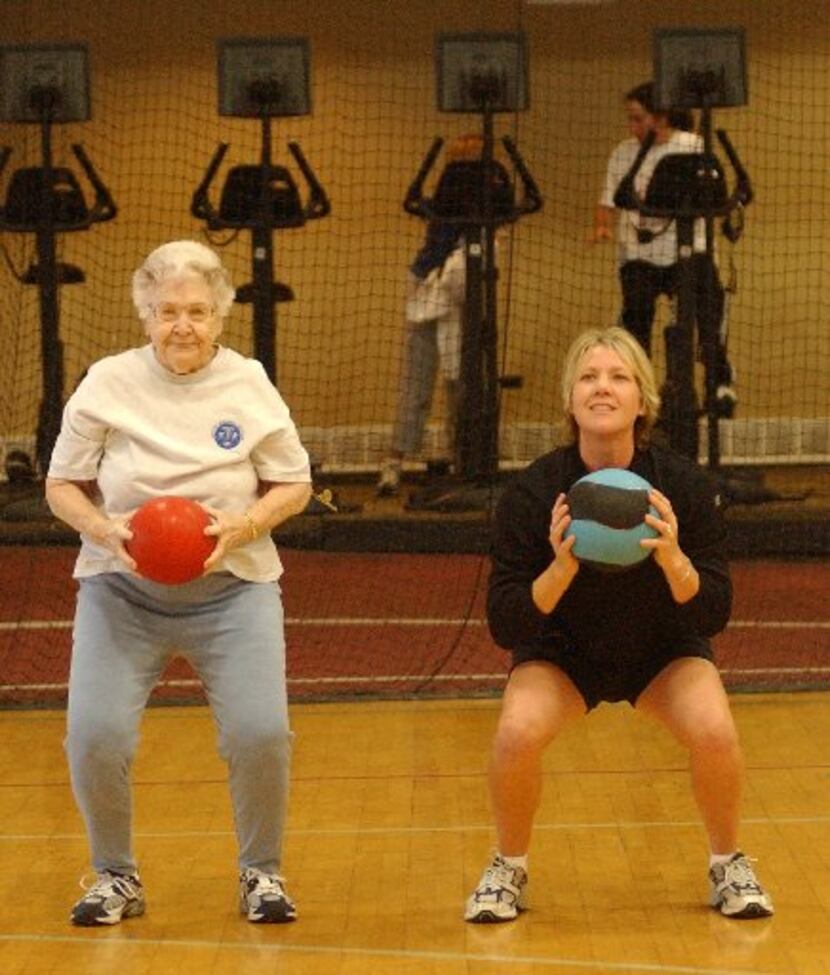 Personal trainer Debi Wilkins works with Eloise Cullum in 2006.