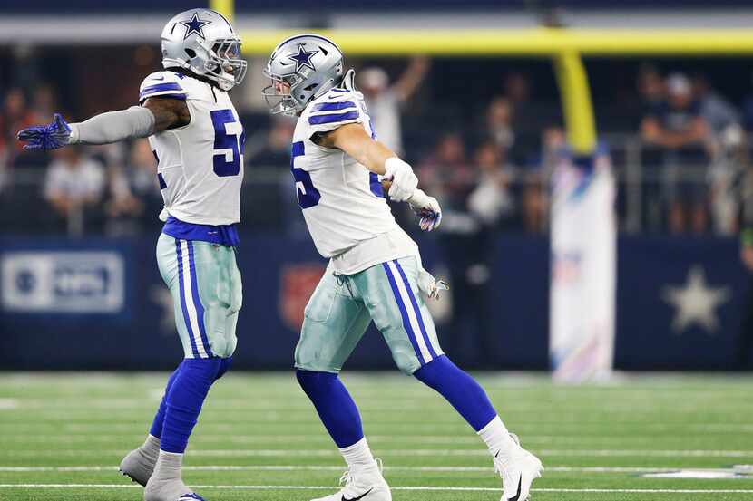 Dallas Cowboys linebacker Jaylon Smith (54) and Dallas Cowboys linebacker Leighton Vander...