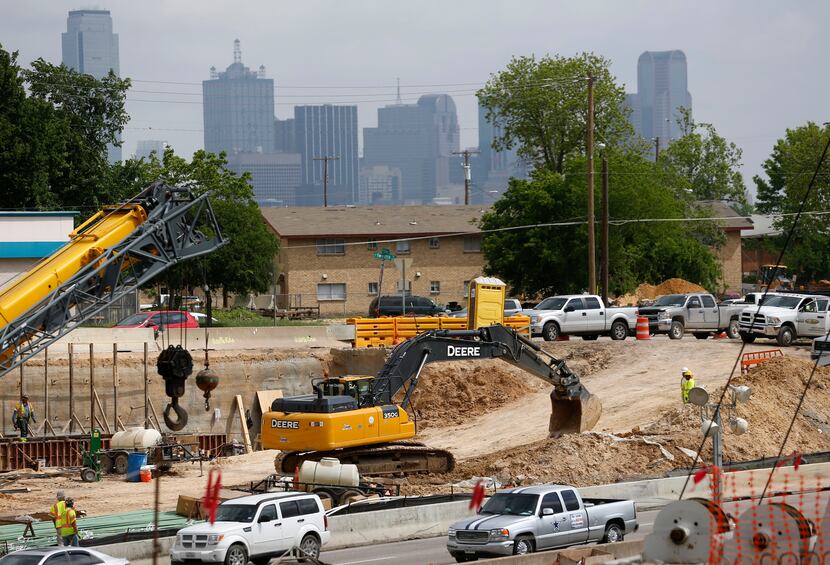 Construction continues along I-35E near Marsalis Avenue in southern Dallas, part of a...