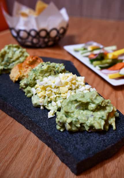 Guacamole flight with veggies and tostadas from AvoEatery in Dallas