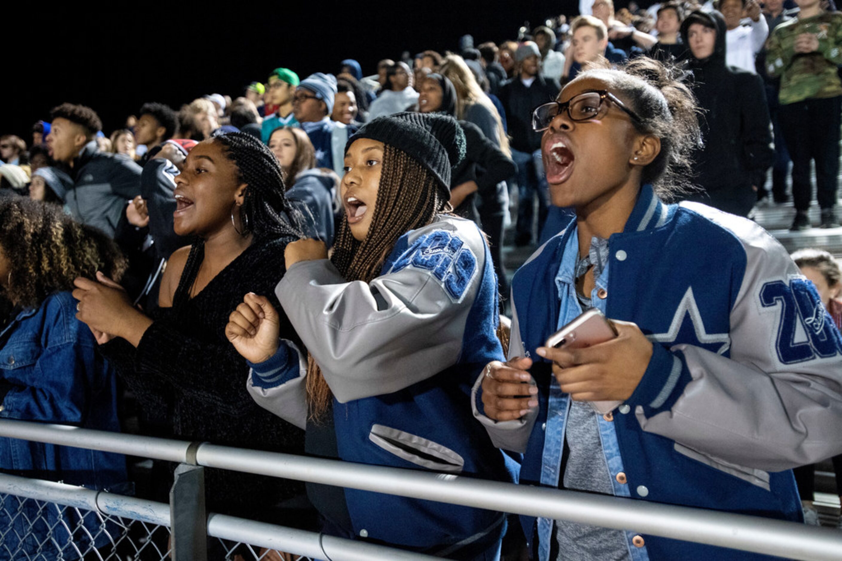 Frisco Lone Star seniors Tajohna Rivers, Kayla Richardson, and Jori Spann, left to right,...