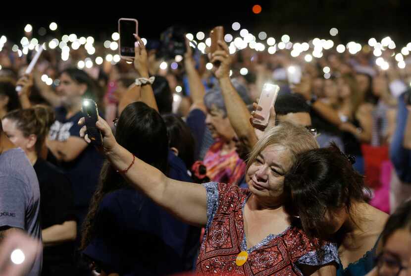 Martha Cortez (left) with her daughter Alexandra Cortez  both of El Paso join with the...