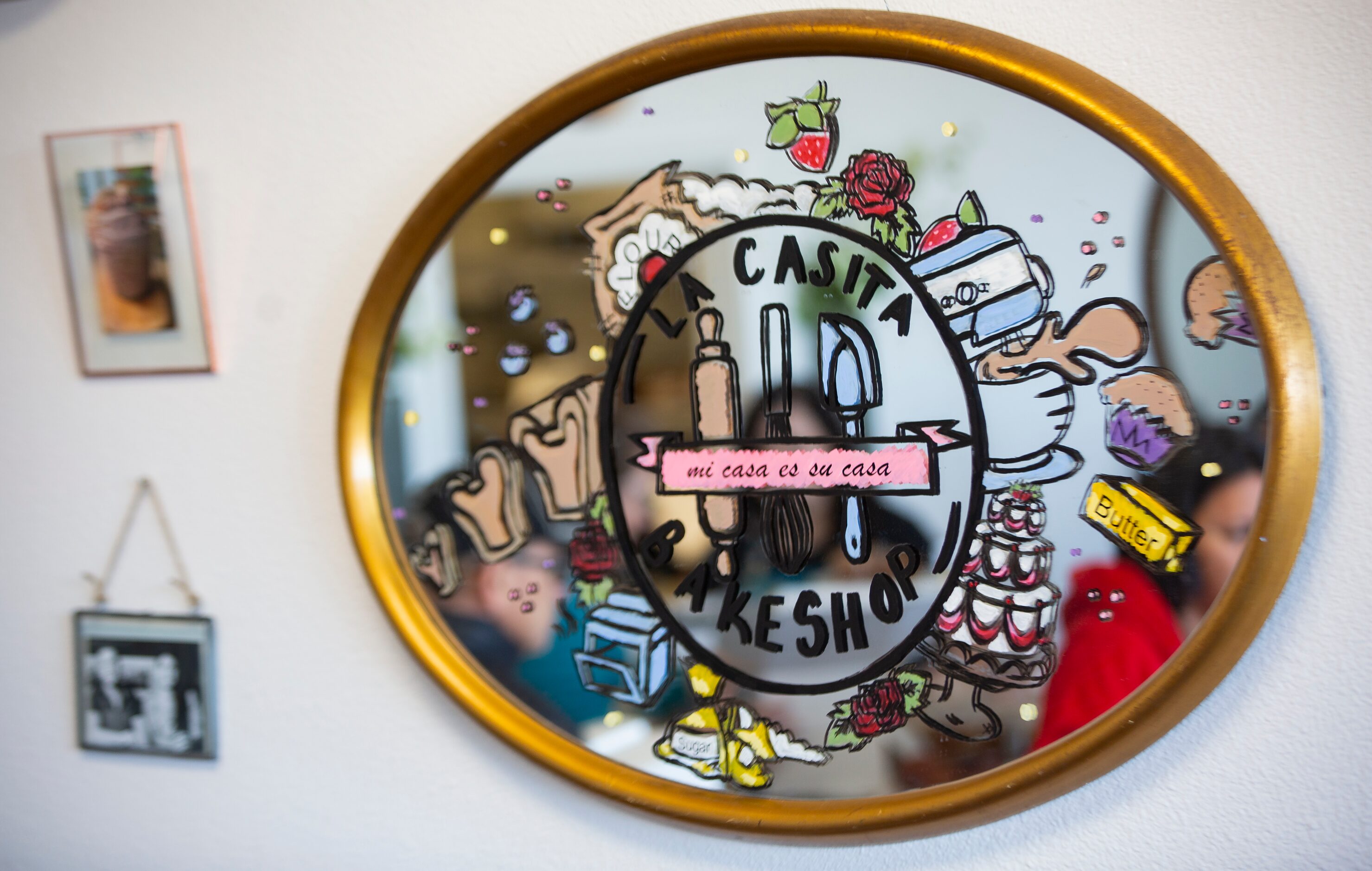 A mirror in La Casita Bakeshop during the shops opening day on Feb. 8, 2020 in Richardson.