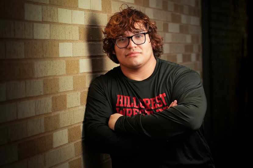 Hillcrest wrestler Americo Fuentes photographed at the school on Wednesday, Feb. 16, 2022,...