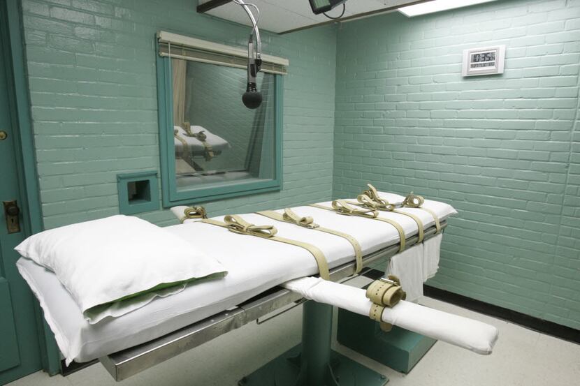 The gurney in Huntsville, where Texas' condemned are strapped down to receive a lethal dose...