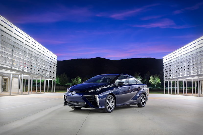 The fuel cell-powered Toyota Mirai has an estimated driving range of 312 miles.