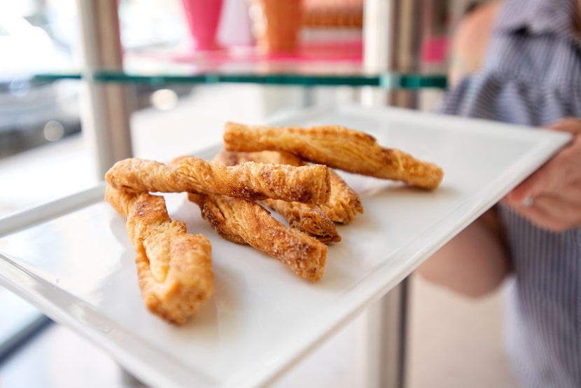 Cinnamon pie twists made from the scraps of pie dough at Bisous Bisous Patisserie.