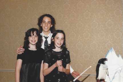 The author, left, age 13, her brother, center, 16, and her twin sister Amanda, right. 