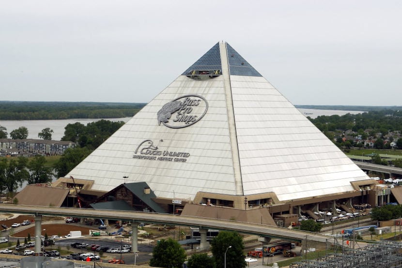 In this April 27, 2015 photo, the new Bass Pro Shop store stands near the Mississippi River...