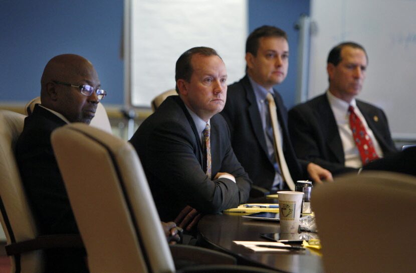 Dallas City Council members (from left) Tennell Atkins, Philip Kingston, Scott Griggs and...