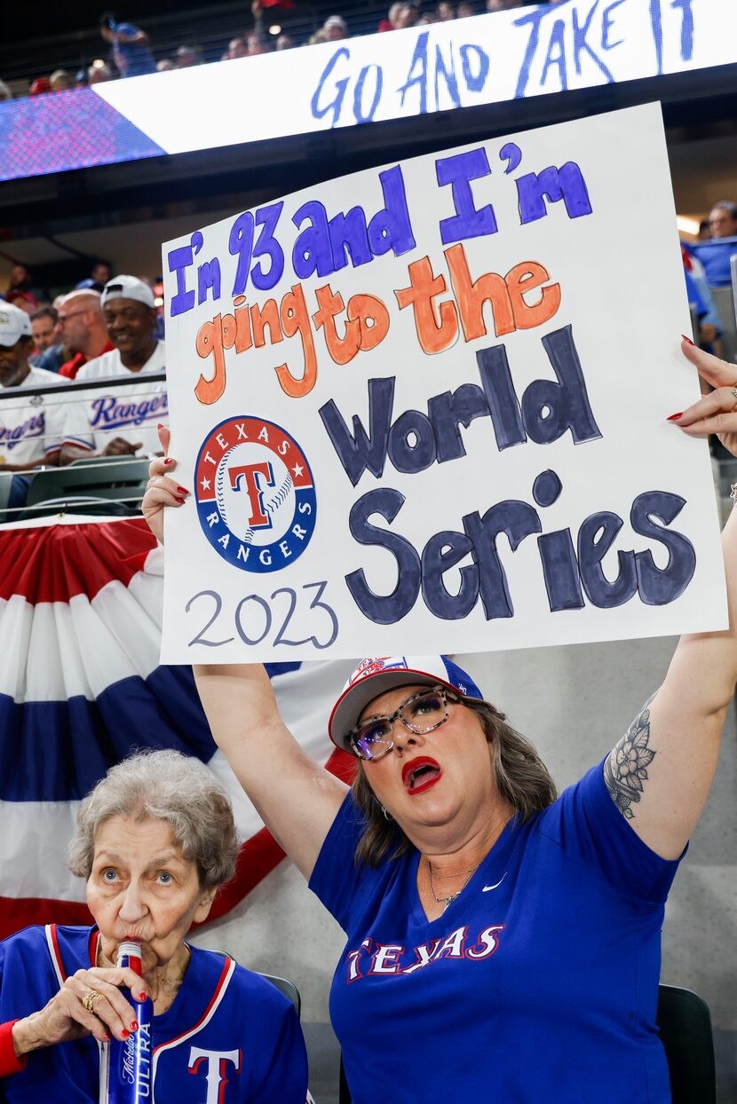 93-year-old fan Dorothy Jones (left) sips a beer as director of nursing at Teresa’s House,...