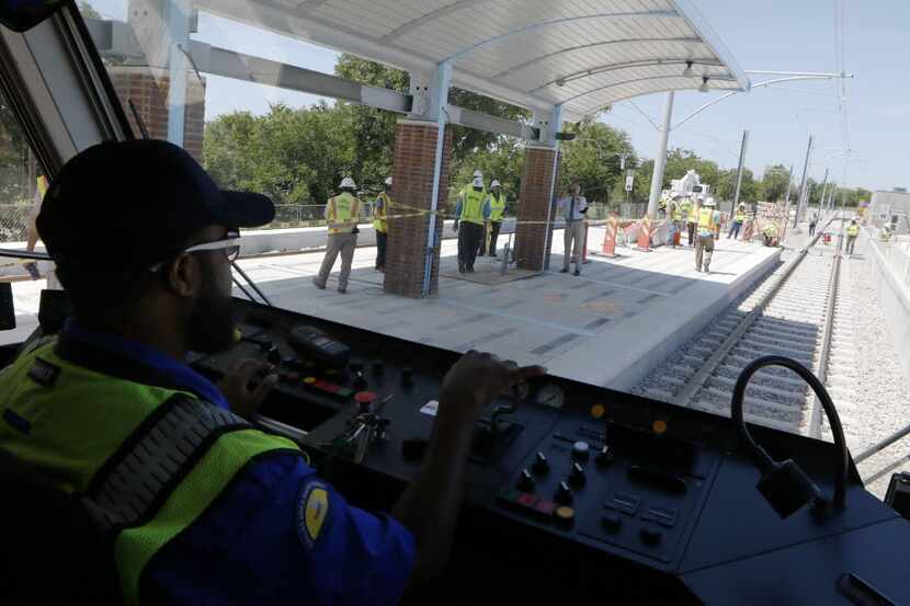 DART rail operator Jerome Watts ran the first live wire test on the South Oak Cliff Corridor...