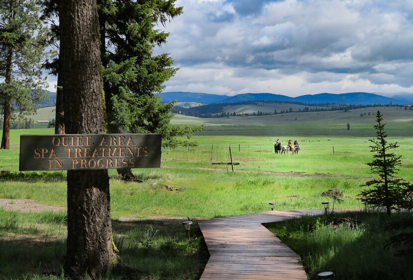 Even the full-service spa takes on a cowboy camping theme at the Montana resort.