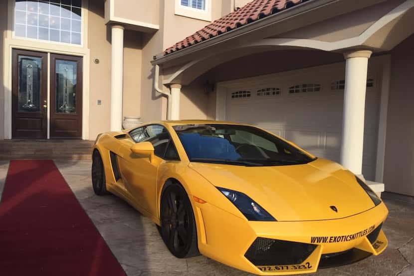  The yellow Lamborghini that was wrecked and abandoned on the Dallas North Tollway early...