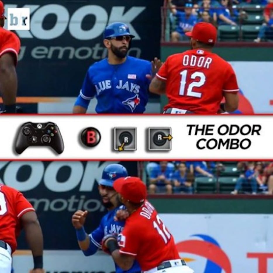 sports mlb odor punch texas rangers jose bautista toronto blue jays fight  whoah gif gifs - Find and share funny GIFs on GIFsme