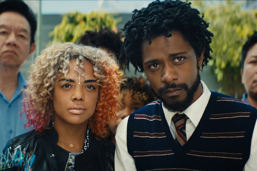 Tessa Thompson as Detroit and Lakeith Stanfield as Cassius Green star in director Boots...
