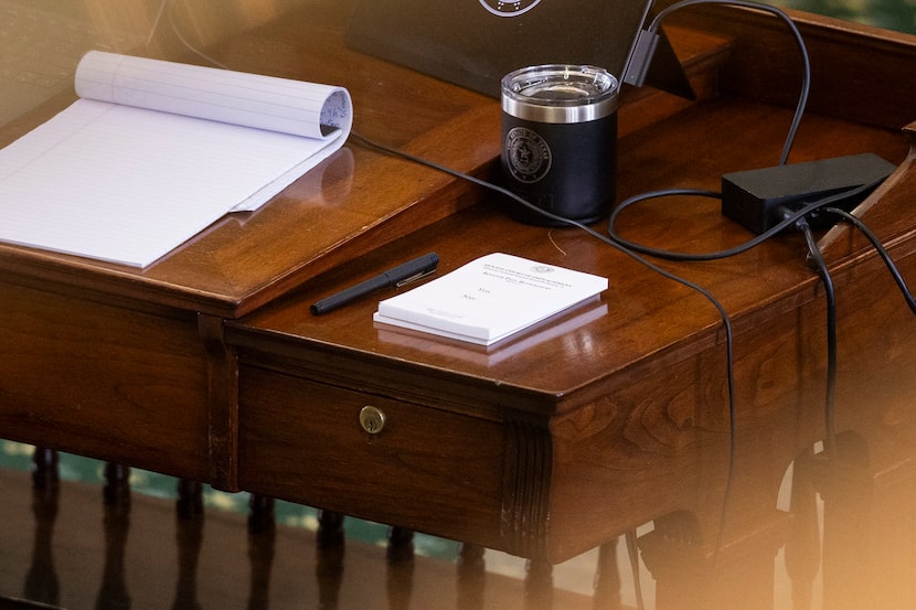 A Senate Court of Impeachment ballot on a senators desk before the verdict is announced...