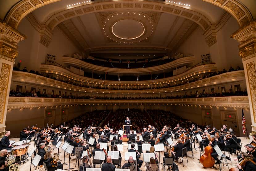 Music director Fabio Luisi leads the Dallas Symphony Orchestra in a March 26, 2023, concert...
