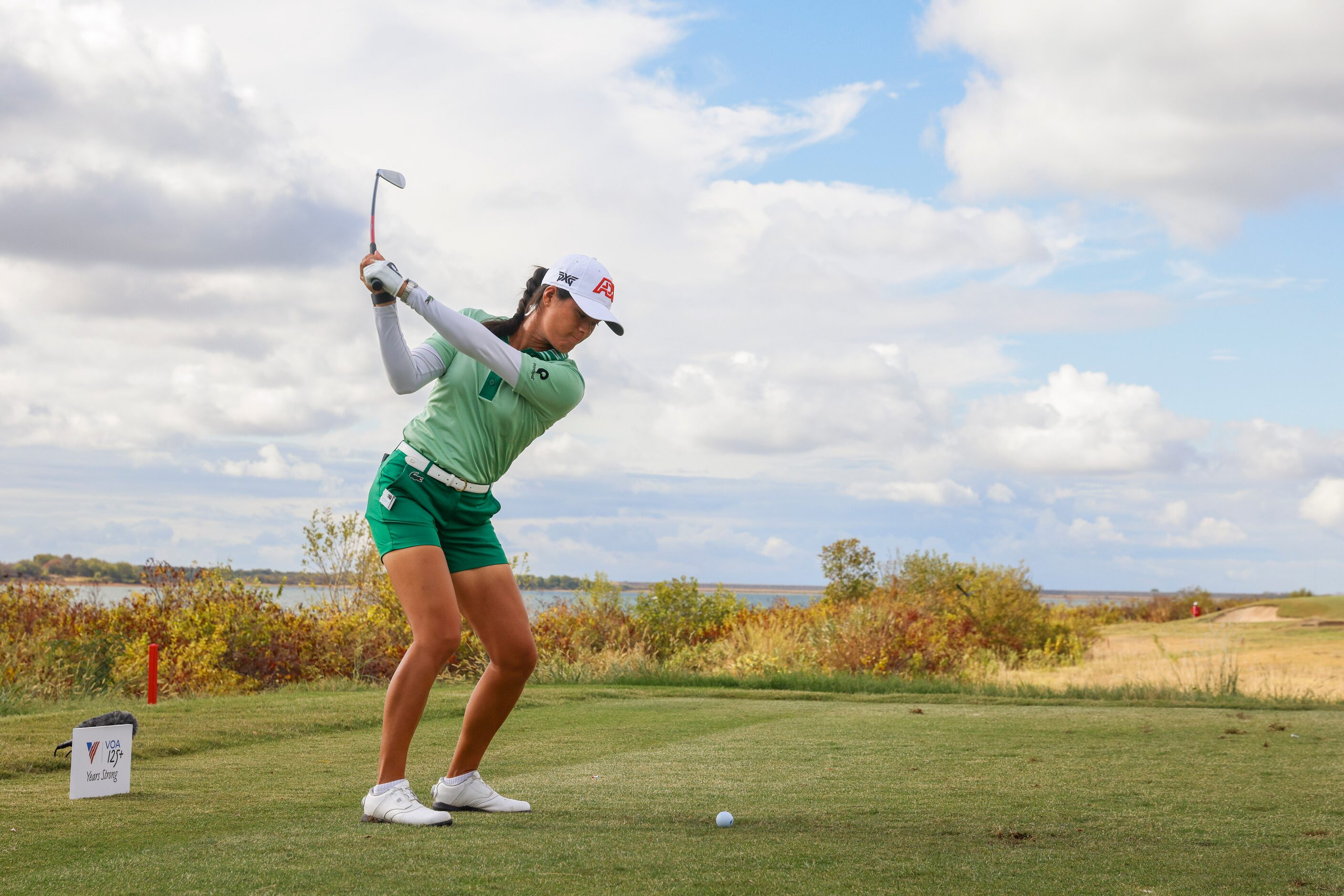 Celine Boutier of France tees off during the first round of The Ascendant LPGA benefiting...