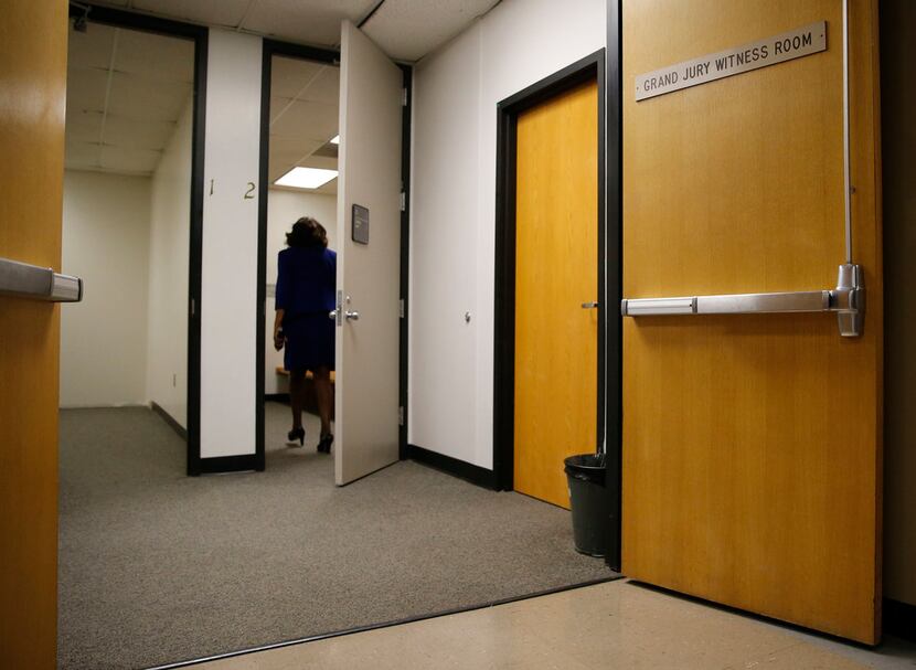 Dallas County District Attorney Faith Johnson enters a grand jury room Wednesday at the...
