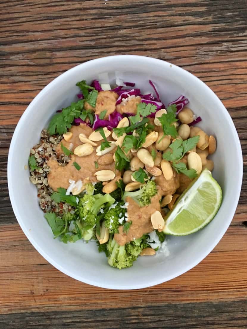 Tuesday bowl with peanut sauce.