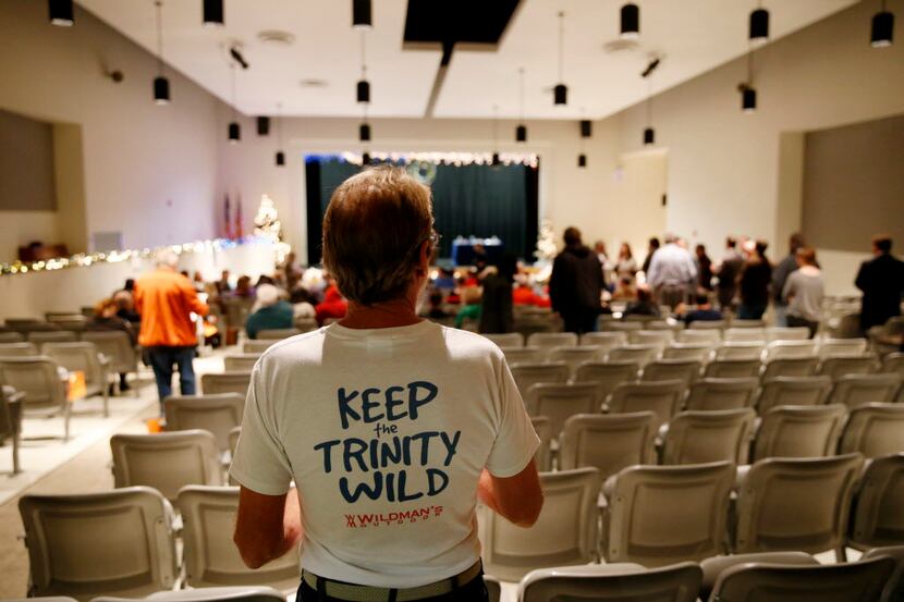 
A town hall meeting about the Trinity Parkway toll road.
