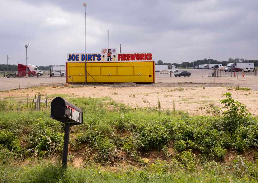 The Ranch Truck Parking and Joe Dirt’s Fireworks stand in unincorporated Tarrant County near...