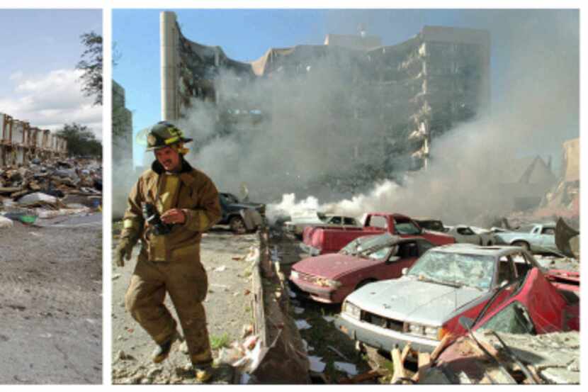 Two days after the bombing of the federal building in Oklahoma City (right), Oklahoma began...