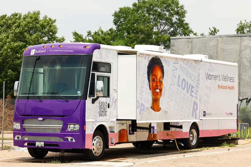 The new women's wellness mobile clinic sits in a Parkland Health lot in the medical...