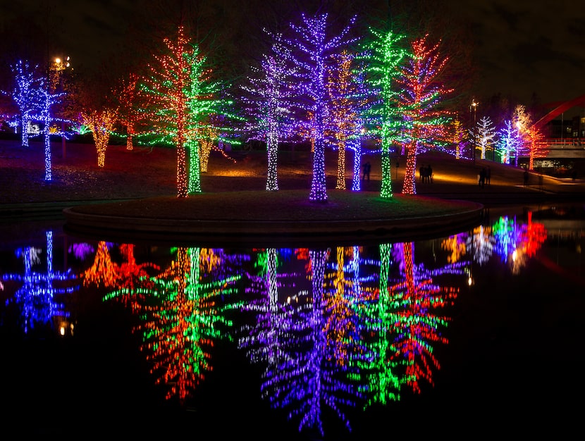 Vitruvian Park has more than 550 illuminated trees wrapped in 1.5 million sparkling LED lights.