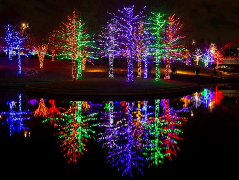 Vitruvian Park has more than 550 illuminated trees wrapped in 1.5 million sparkling LED lights.