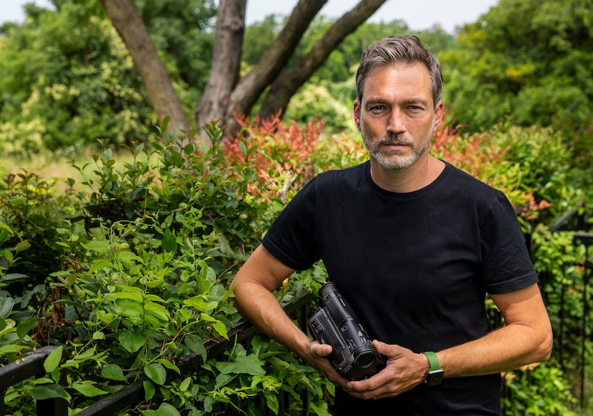 Filmmaker Miles Hargrove holds the Sony Video8 camcorder he used to film the 25-year-old...