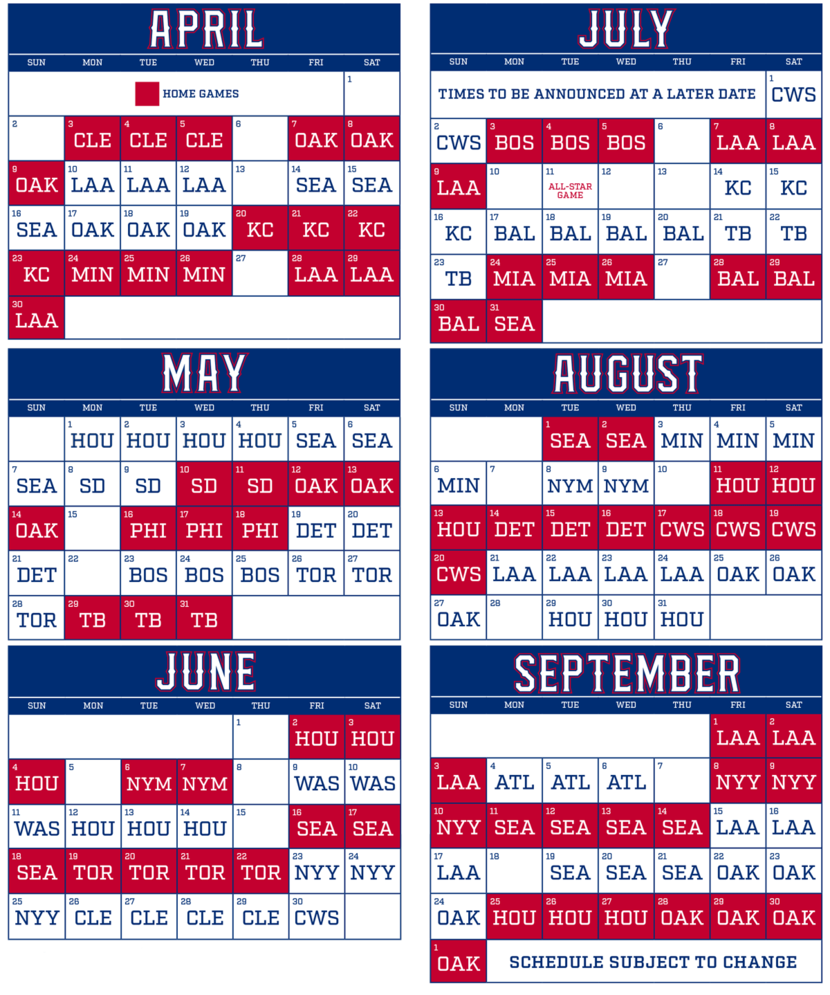 Rangers 2017 schedule