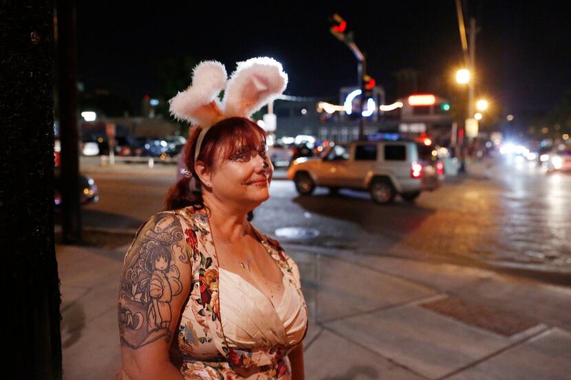 Deborah Victory as Vic, an Evil Bunny, hung out in Deep Ellum.